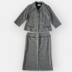 Salt and Pepper Tweed Skirt Suit Made in Canada